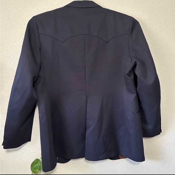 Levi’s Western Wear San Francisco Navy Blazer Mens Cowboy Cut Yoke Polyster - Picture 9 of 11